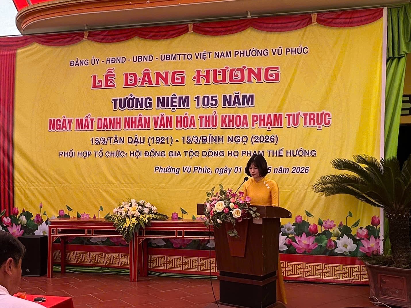 Phường Vũ Phúc tổ chức Lễ dâng hương tưởng niệm 105 năm ngày mất Danh nhân văn hóa Thủ khoa Phạm Tư Trực
