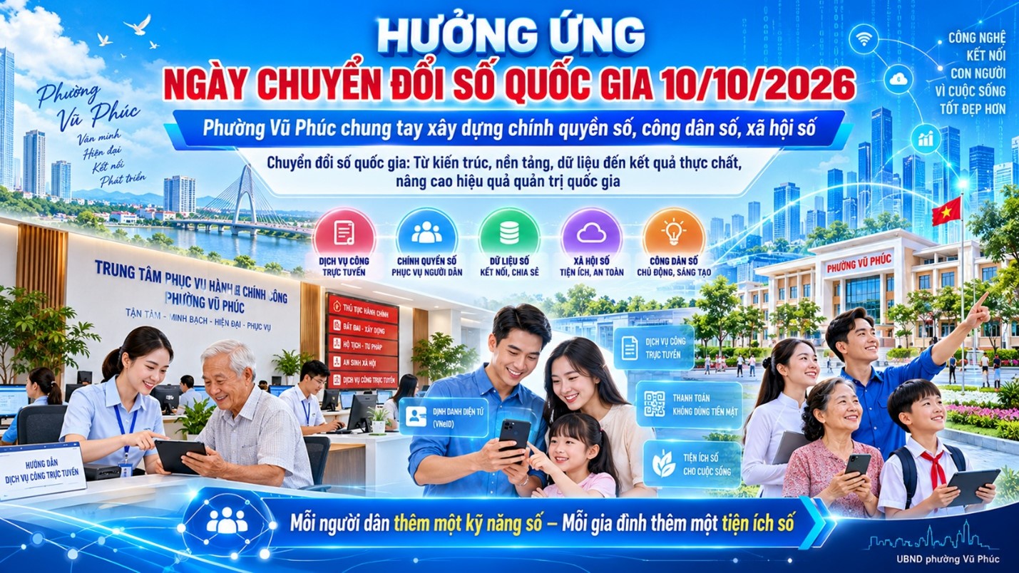 Hưởng ứng Ngày Chuyển đổi số quốc gia 10/10: Mỗi người dân Vũ Phúc cùng hành động vì cuộc sống số